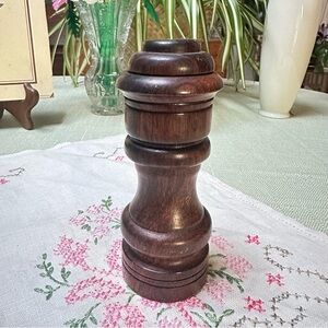 Vintage Mid-Century Wood Combo Pepper Mill & Salt Shaker